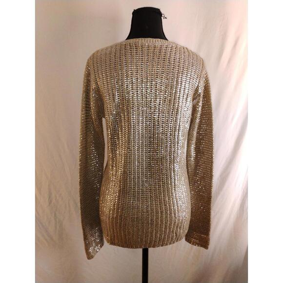 BCBG Max Azria Foil Brushed Sliver Sweater MSRP 198.00 Size Medium - Picture 8 of 9